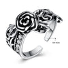 Carved Lotus Design and Cubic Zirconia 925 Sterling Silver Adjustable Romantic Ring