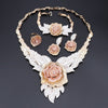 Crystal Rose Flower Necklace, Bracelet, Earrings & Ring Wedding Jewelry Set-Jewelry Sets-Innovato Design-Silver-Innovato Design