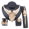 Crystal Rose Flower Necklace, Bracelet, Earrings & Ring Wedding Jewelry Set-Jewelry Sets-Innovato Design-Gold-Innovato Design