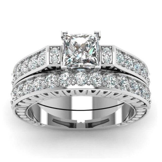 White Cubic Zirconia Stainless Steel Wedding Ring Set-Couple Rings-Innovato Design-6-5-Innovato Design