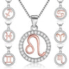 Rose Gold Zodiac Sign 925 Sterling Silver Long Chain Pendant Necklace-Necklaces-Innovato Design-Aquarius-Innovato Design