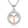 Rose Gold Zodiac Sign 925 Sterling Silver Long Chain Pendant Necklace-Necklaces-Innovato Design-Aries-Innovato Design