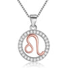 Rose Gold Zodiac Sign 925 Sterling Silver Long Chain Pendant Necklace-Necklaces-Innovato Design-Leo-Innovato Design