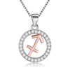 Rose Gold Zodiac Sign 925 Sterling Silver Long Chain Pendant Necklace-Necklaces-Innovato Design-Sagittarius-Innovato Design