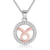 Rose Gold Zodiac Sign 925 Sterling Silver Long Chain Pendant Necklace-Necklaces-Innovato Design-Taurus-Innovato Design