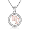 Rose Gold Zodiac Sign 925 Sterling Silver Long Chain Pendant Necklace-Necklaces-Innovato Design-Virgo-Innovato Design