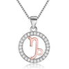 Rose Gold Zodiac Sign 925 Sterling Silver Long Chain Pendant Necklace-Necklaces-Innovato Design-Capricorn-Innovato Design