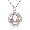 Rose Gold Zodiac Sign 925 Sterling Silver Long Chain Pendant Necklace-Necklaces-Innovato Design-Libra-Innovato Design