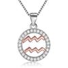 Rose Gold Zodiac Sign 925 Sterling Silver Long Chain Pendant Necklace-Necklaces-Innovato Design-Aquarius-Innovato Design