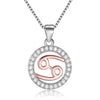 Rose Gold Zodiac Sign 925 Sterling Silver Long Chain Pendant Necklace-Necklaces-Innovato Design-Cancer-Innovato Design