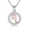 Rose Gold Zodiac Sign 925 Sterling Silver Long Chain Pendant Necklace-Necklaces-Innovato Design-Scorpio-Innovato Design