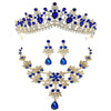 Baroque Gold and Crystal Tiara, Necklace & Earrings Wedding Prom Jewelry Set-Jewelry Sets-Innovato Design-Blue-Innovato Design