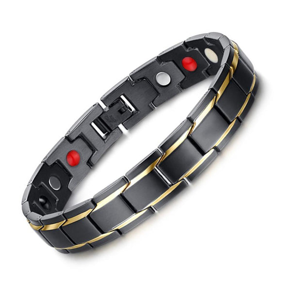 Unisex Black & Gold Magnetic Bracelet with Adjusting Tool – Innovato Design