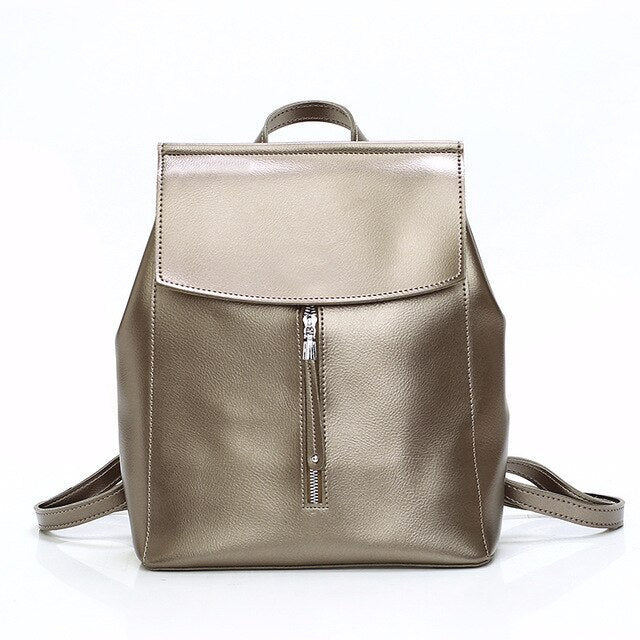 Large Capacity Leather School Bag, Rucksack and Backpack-Backpacks-Innovato Design-Bronze-Innovato Design