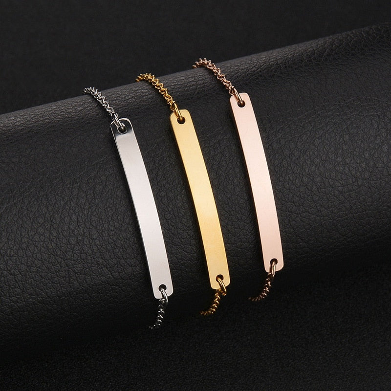 Custom Engrave Link Chain Stainless Steel Fashion Bracelets-Bracelets-Innovato Design-Gold-Innovato Design