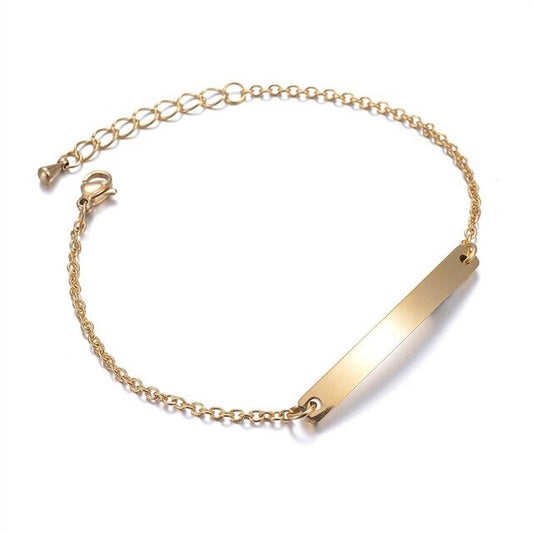Custom Engrave Link Chain Stainless Steel Fashion Bracelets-Bracelets-Innovato Design-Gold-Innovato Design