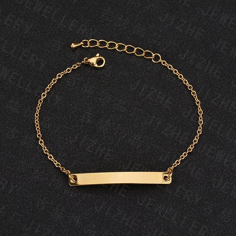 Custom Engrave Link Chain Stainless Steel Fashion Bracelets-Bracelets-Innovato Design-Gold-Innovato Design