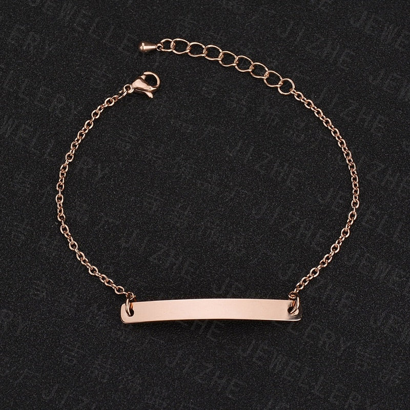 Custom Engrave Link Chain Stainless Steel Fashion Bracelets-Bracelets-Innovato Design-Gold-Innovato Design