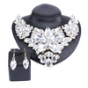 Crystal Flower and Rhinestone Necklace & Earrings Wedding Statement Jewelry Set