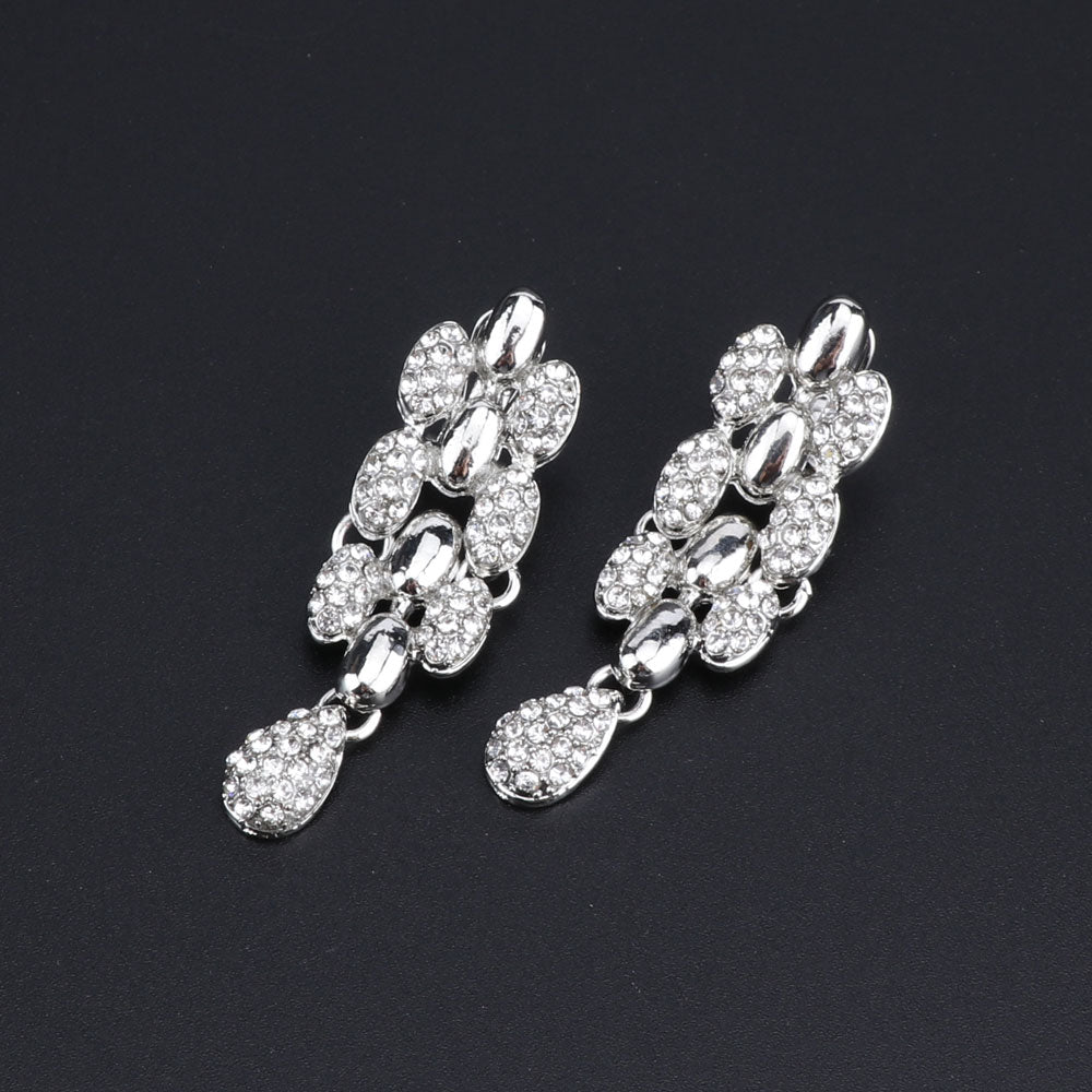 Rhinestone Pod Necklace, Bracelet, Earrings & Ring Wedding Statement Jewelry Set-Jewelry Sets-Innovato Design-Gold-Innovato Design