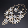 Gold-Plated Crystal Flower Necklace & Earrings Wedding Jewelry Set-Jewelry Sets-Innovato Design-White-Innovato Design