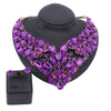 Full Clear Rhinestone Necklace & Earrings Wedding Jewelry Set-Jewelry Sets-Innovato Design-Purple-Innovato Design