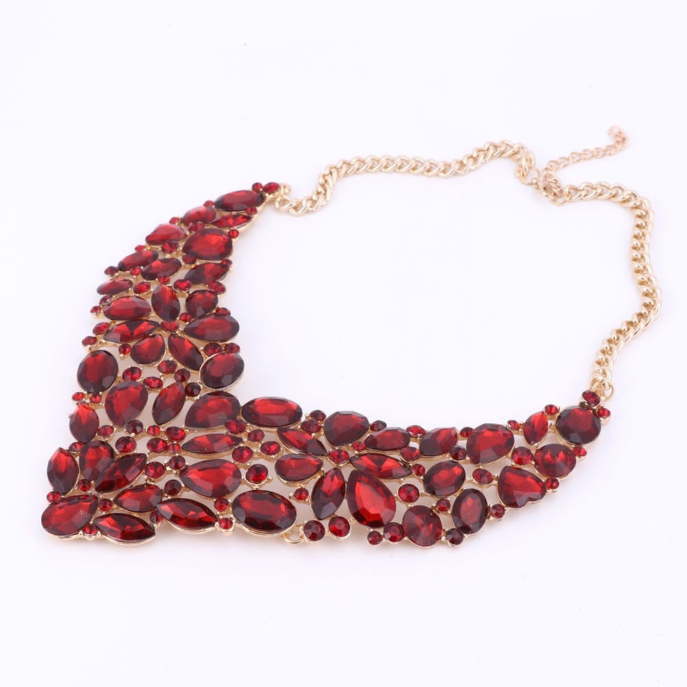 Full Clear Rhinestone Necklace & Earrings Wedding Jewelry Set-Jewelry Sets-Innovato Design-Champagne-Innovato Design