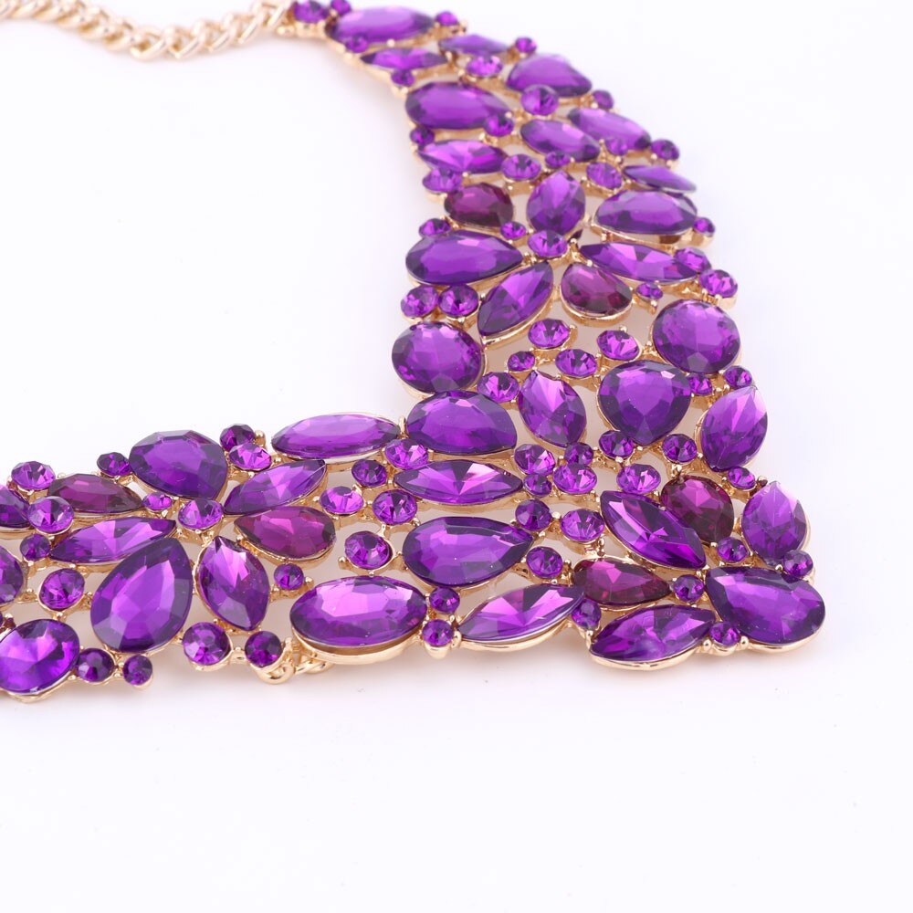 Full Clear Rhinestone Necklace & Earrings Wedding Jewelry Set-Jewelry Sets-Innovato Design-Champagne-Innovato Design