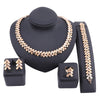 Tiny Leaves Necklace, Bracelet, Earrings & Ring Wedding Statement Jewelry Set-Jewelry Sets-Innovato Design-Gold-Innovato Design