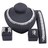 Tiny Leaves Necklace, Bracelet, Earrings & Ring Wedding Statement Jewelry Set-Jewelry Sets-Innovato Design-Silver-Innovato Design
