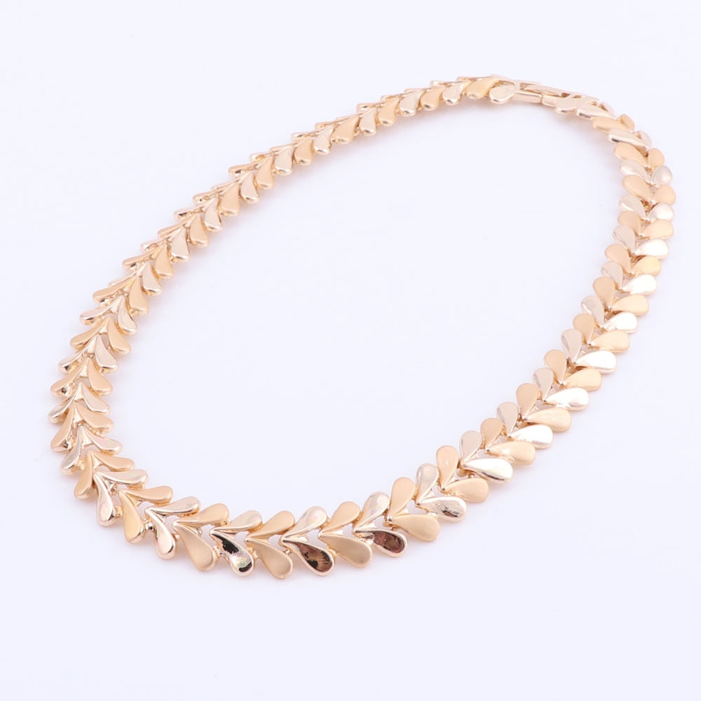 Tiny Leaves Necklace, Bracelet, Earrings & Ring Wedding Statement Jewelry Set-Jewelry Sets-Innovato Design-Silver-Innovato Design