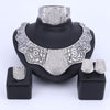 Rose Design Crystal Necklace, Bracelet, Earrings & Ring Wedding Jewelry Set-Jewelry Sets-Innovato Design-Silver White-Innovato Design