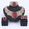 Rose Design Crystal Necklace, Bracelet, Earrings & Ring Wedding Jewelry Set-Jewelry Sets-Innovato Design-Red-Innovato Design