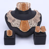 Rose Design Crystal Necklace, Bracelet, Earrings & Ring Wedding Jewelry Set-Jewelry Sets-Innovato Design-Champagne-Innovato Design