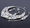 Crystal Gem Necklace, Bracelet, Earrings & Ring Wedding Statement Jewelry Set
