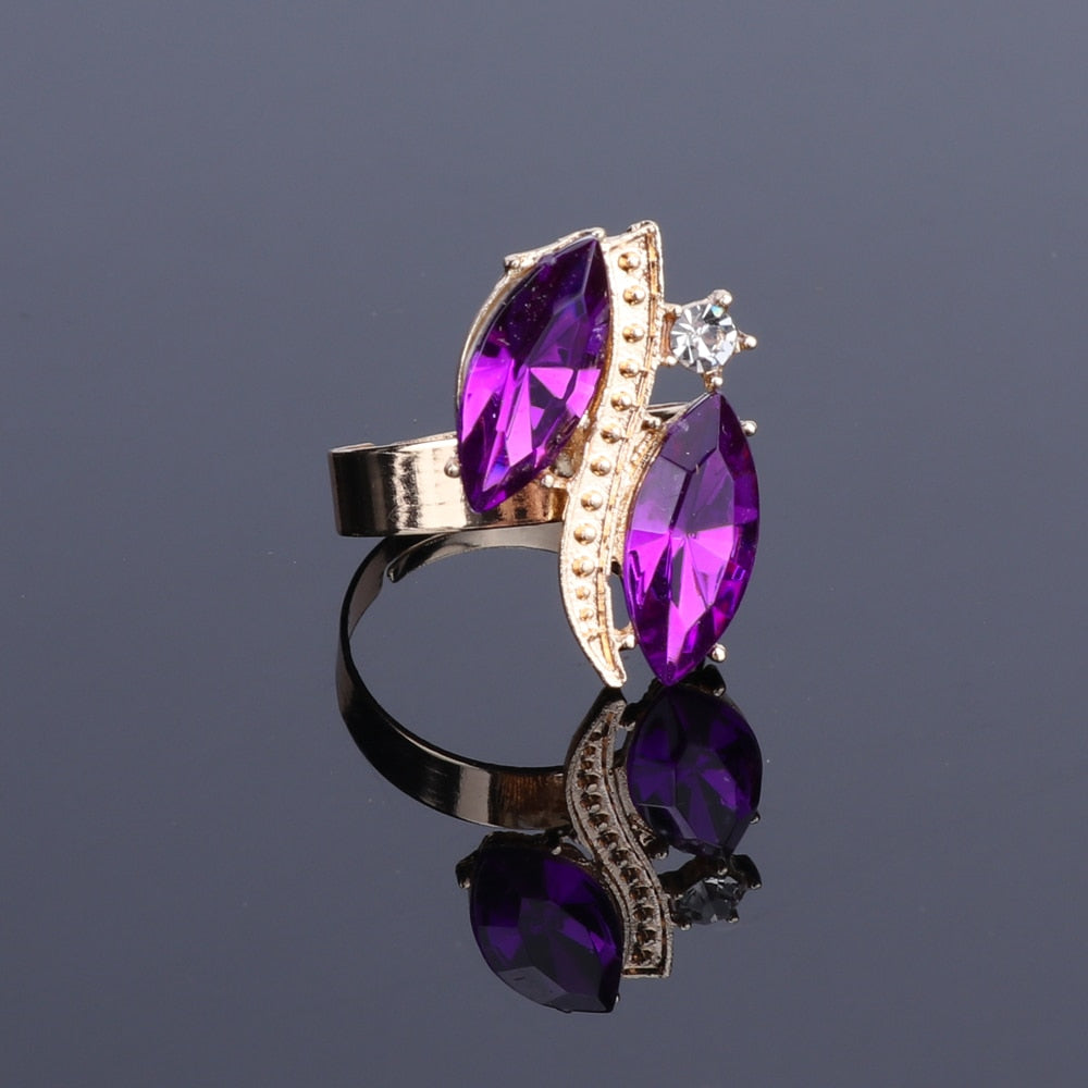 Crystal Gem Necklace, Bracelet, Earrings & Ring Wedding Statement Jewelry Set-Jewelry Sets-Innovato Design-Red-Innovato Design