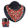 Huge African Crystal Necklace & Earrings Wedding Statement Jewelry Set-Jewelry Sets-Innovato Design-Red-Innovato Design