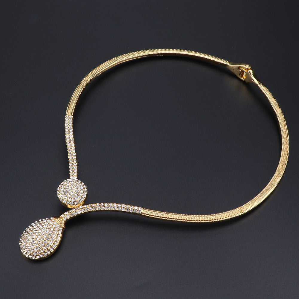 Crystal Water Drop Shape Necklace, Bracelet, Earrings & Ring Wedding Statement Jewelry Set-Jewelry Sets-Innovato Design-Innovato Design