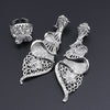 Retro Flower Crystal Necklace, Bracelet, Earrings & Ring Wedding Statement Jewelry Set