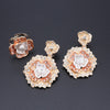 Flower Crystal Necklace, Bracelet, Earrings & Ring Wedding Statement Jewelry Set