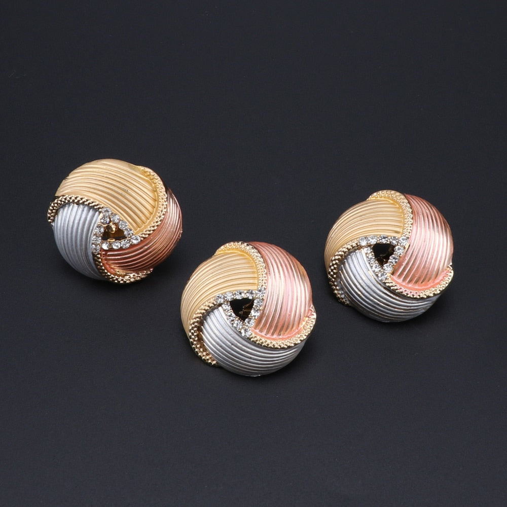 Big Knot Necklace, Bracelet, Earrings & Ring Wedding Statement Jewelry Set-Jewelry Sets-Innovato Design-Silver-Innovato Design