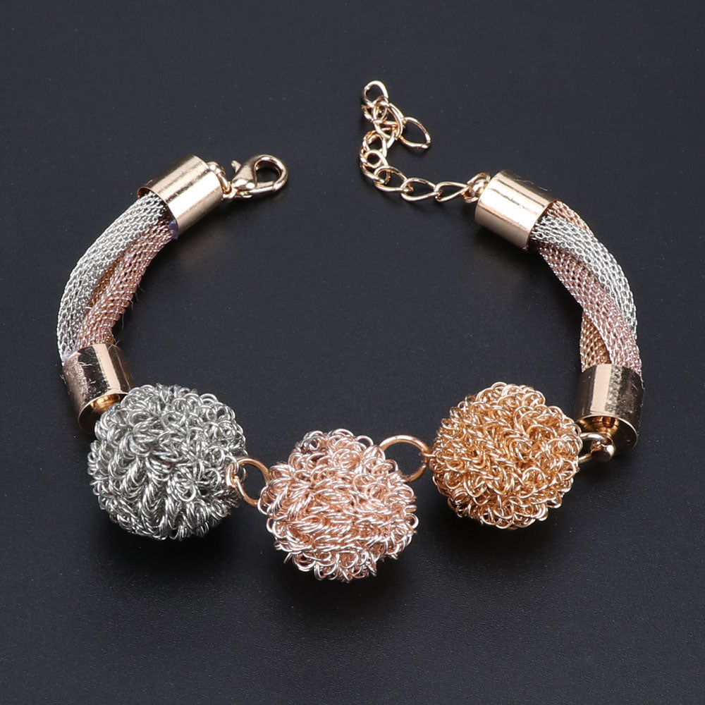 Multicolored Pompoms Necklace, Bracelet, Earrings & Ring Wedding Statement Jewelry Set-Jewelry Sets-Innovato Design-Innovato Design