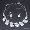 Cat's Eye and Crystal Leaves Necklace & Earrings Wedding Jewelry Set