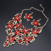 Gold-Plated Crystal Flower Necklace & Earrings Wedding Jewelry Set