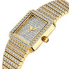 Shock-Resistant Diamond-Studded Stainless Steel Band Fashion Square Quartz Watch-Watches-Innovato Design-Silver-Innovato Design