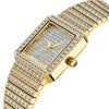 Shock-Resistant Diamond-Studded Stainless Steel Band Fashion Square Quartz Watch-Watches-Innovato Design-Gold-Innovato Design