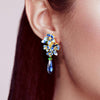 Handmade Enamel Flower and Cubic Zirconia 925 Sterling Silver Drop Earrings-Earrings-Innovato Design-Innovato Design