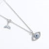 Lucky Blue Evil Eye and Fishtail 925 Sterling Silver Pendant Necklace