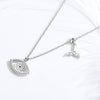 Lucky Blue Evil Eye and Fishtail 925 Sterling Silver Pendant Necklace