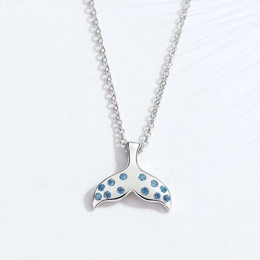 Lucky Blue Evil Eye and Fishtail 925 Sterling Silver Pendant Necklace-Necklaces-Innovato Design-Blue Eye-18 Inch-Innovato Design